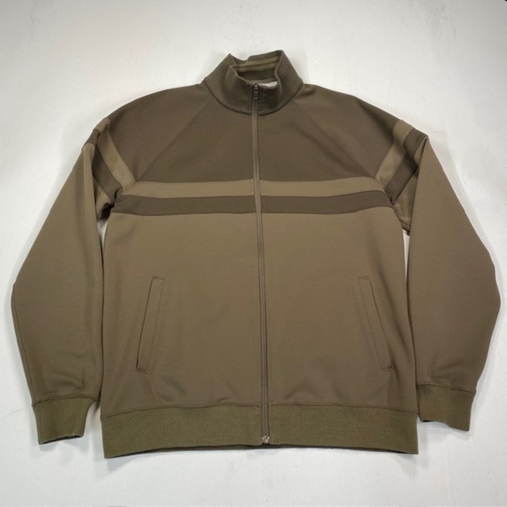 Aigle Mens Brown Colorblock Striped Full Zip Track Jacket Mock Neck Large